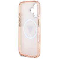 Guess IML Metal Glitter 4G Circle Triangle MagSafe - Etui do iPhone 16 (różowy)