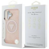 Guess IML Metal Glitter 4G Circle Triangle MagSafe - Etui do iPhone 16 (różowy)