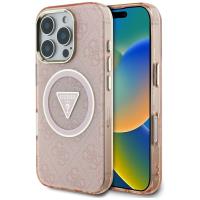 Guess IML Metal Glitter 4G Circle Triangle MagSafe - Etui do iPhone 16 Pro Max (różowy) Guess IML Metal Glitter 4G Circle Triangle MagSafe - Etui do iPhone 16 Pro Max (różowy)