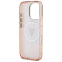Guess IML Metal Glitter 4G Circle Triangle MagSafe - Etui do iPhone 16 Pro Max (różowy)