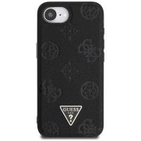 Guess Grained Hot Stamp Peony Triangle Logo MagSafe - Etui do iPhone 16e (czarny)