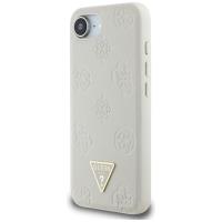 Guess Grained Hot Stamp Peony Triangle Logo MagSafe - Etui do iPhone 16e (beżowy)