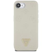 Guess Grained Hot Stamp Peony Triangle Logo MagSafe - Etui do iPhone 16e (beżowy)