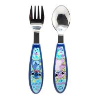 Disney Stitch - Zestaw metalowych sztućców z kolekcji Stitch & Angel (łyżka i widelec)