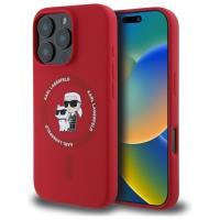 Karl Lagerfeld Silicone Karl & Choupette Ring MagSafe - Etui iPhone 16 Pro (czerwony)