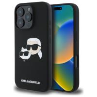 Karl Lagerfeld Silicone Double Heads Print MagSafe - Etui iPhone 16 Pro (czarny)