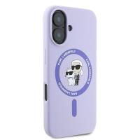 Karl Lagerfeld Silicone Karl & Choupette Ring MagSafe - Etui iPhone 16 Plus (fioletowy)
