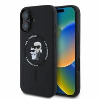 Karl Lagerfeld Silicone Karl & Choupette Ring MagSafe - Etui iPhone 16 (czarny)