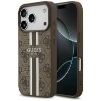 Guess 4G Printed Stripes MagSafe - Etui iPhone 17 Pro (brązowy) Guess 4G Printed Stripes MagSafe - Etui iPhone 17 Pro (brązowy)