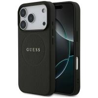 Guess Grained Ring MagSafe - Etui iPhone 17 Pro (czarny)