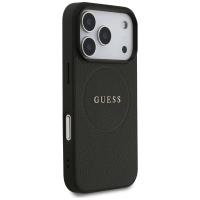 Guess Grained Ring MagSafe - Etui iPhone 17 Pro (czarny)