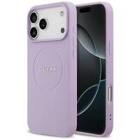 Guess Grained Ring MagSafe - Etui iPhone 17 Pro Max (fioletowy)