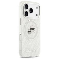 Karl Lagerfeld IML Glitter Karl & Choupette Heads Logo MagSafe - Etui iPhone 17 Pro (szary)