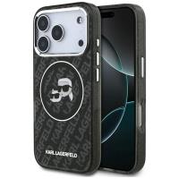 Karl Lagerfeld IML Glitter Karl & Choupette Heads Logo MagSafe - Etui iPhone 17 Pro (czarny)