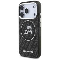 Karl Lagerfeld IML Glitter Karl & Choupette Heads Logo MagSafe - Etui iPhone 17 Pro (czarny)