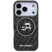 Karl Lagerfeld IML Glitter Karl & Choupette Heads Logo MagSafe - Etui iPhone 17 Pro (czarny)