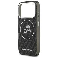 Karl Lagerfeld IML Glitter Karl & Choupette Heads Logo MagSafe - Etui iPhone 17 Pro (czarny)