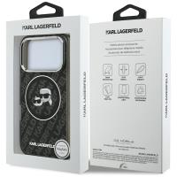 Karl Lagerfeld IML Glitter Karl & Choupette Heads Logo MagSafe - Etui iPhone 17 Pro (czarny)