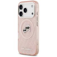 Karl Lagerfeld IML Glitter Karl & Choupette Heads Logo MagSafe - Etui iPhone 17 Pro Max (różowy)