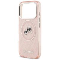 Karl Lagerfeld IML Glitter Karl & Choupette Heads Logo MagSafe - Etui iPhone 17 Pro Max (różowy)