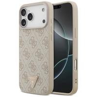 Guess Leather 4G Triangle Strass MagSafe - Etui iPhone 17 Pro Max (różowy)