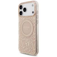 Guess IML Flowers Electro Pearl Strap MagSafe - Etui iPhone 17 Pro Max (różowy)