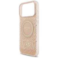 Guess IML Flowers Electro Pearl Strap MagSafe - Etui iPhone 17 Pro Max (różowy)