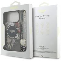 Guess IML Flowers Electro Pearl Strap MagSafe - Etui iPhone 17 Pro Max (czarny)