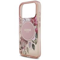 Guess IML Flowers Electro Pearl Strap MagSafe - Etui iPhone 17 Pro (różowy)