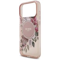 Guess IML Flowers Electro Pearl Strap MagSafe - Etui iPhone 17 Pro Max (różowy)