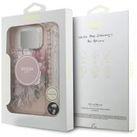 Guess IML Flowers Electro Pearl Strap MagSafe - Etui iPhone 17 Pro Max (różowy)
