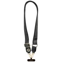 Guess Universal Crossbody Strap 4G Tether Patch Strass Metal Logo - Uniwersalny pasek / smycz do telefonu (czarny)