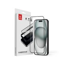Crong 3D Armour Glass - Szkło hartowane 9H Full Glue do iPhone 16 / iPhone 15 + ramka instalacyjna Crong 3D Armour Glass - Szkło hartowane 9H Full Glue do iPhone 16 / iPhone 15 + ramka instalacyjna