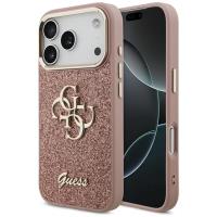 Guess Fixed Glitter Big 4G Metal Frame - Etui iPhone 17 Pro (różowy) Guess Fixed Glitter Big 4G Metal Frame - Etui iPhone 17 Pro (różowy)