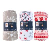 Arti Casa - Koc flanelowy świąteczny 150x200 cm (Biały)