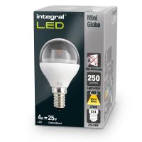 Integral żarówka LED E14 Mini Globe 4W (25W) 2700K 250lm Clear barwa biała ciepła