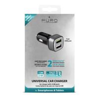 PURO Mini Car Fast Charger - Uniwersalna ładowarka samochodowa 2 x USB, 2.4 A square (czarny)