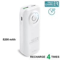PURO Universal External Fast Charger Battery - Uniwersalny Power Bank 5200 mAh, 2 x USB, 2.4 A (biały)