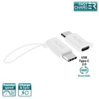 PURO Adapter Micro USB to USB-C - Adapter Micro USB na USB-C 2.0 do ładowania & synchronizacji danych, 2A, 480 Mbps + linka bezpieczeństwa (biały)