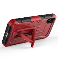 Zizo Heavy Duty Armor Case - Pancerne etui iPhone X z podstawką + uchwyt do paska (Red/Black)
