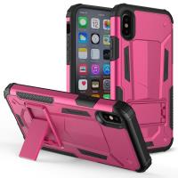 Zizo Hybrid Transformer Cover - Pancerne etui iPhone X z podstawką (Hot Pink/Black)