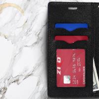 Zizo Flap Wallet Pouch - Etui iPhone X z kieszeniami na karty + stand up (Black/Black)