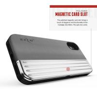 Zizo Retro Series - Etui iPhone Xs / X z kieszenią na karty + podstawka + szkło 9H na ekran (Gray/Silver)