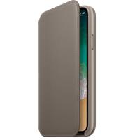 Apple Leather Folio - Skórzane etui iPhone X z kieszeniami na karty (jasnobeżowy)