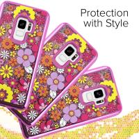 Zizo Liquid Glitter Star Case - Etui Samsung Galaxy S9 (Multiflowers)