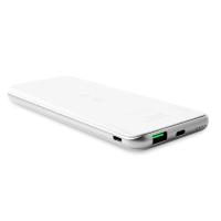 PURO Wireless Slim Power Bank - Power Bank 8000 mAh z ładowaniem indukcyjnym Qi do iPhone i Android, 10 W (biały)