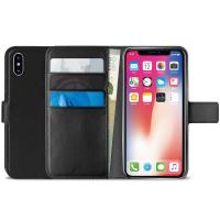 PURO Booklet Wallet Case - Etui iPhone Xs Max z kieszeniami na karty + stand up (czarny)