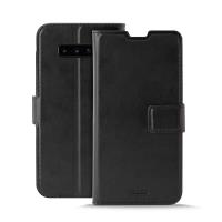 PURO Booklet Wallet Case - Etui Samsung Galaxy S10+ z kieszeniami na karty + stand up (czarny)