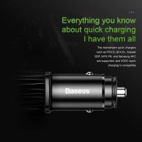 Baseus Square - Ładowarka samochodowa USB-A QC 4.0 + USB-C PD 3.0, 30 W (czarny)