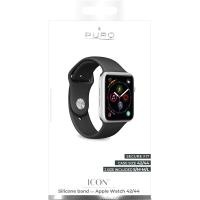 PURO ICON - Elastyczny pasek sportowy do Apple Watch 42/44/45 mm (S/M & M/L) (czarny)